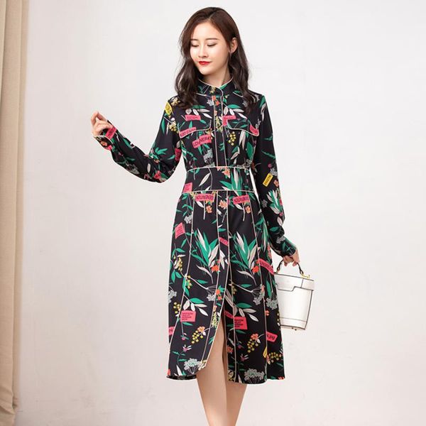 casual dresses wholesale runway women dress fashion flower print split vintage long vestidos, Black;gray
casual dresses wholesale runway women dress fashion flower print split vintage long vestidos, Black;gray