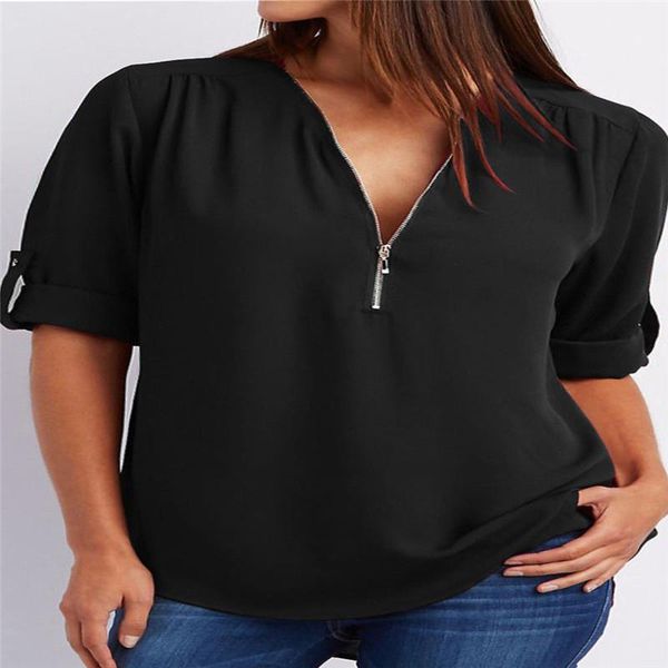 plus size t-shirt 5xl oversized women chiffon tshirt v-neck zipper irregular loose casual t shirt spring summer tee shirts, Black
plus size t-shirt 5xl oversized women chiffon tshirt v-neck zipper irregular loose casual t shirt spring summer tee shirts, Black