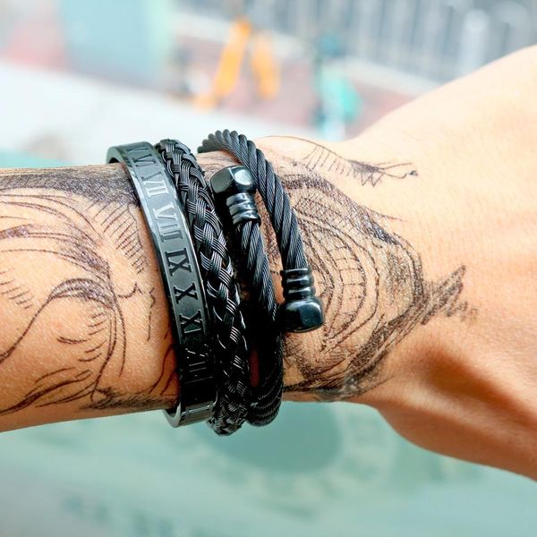 3pcs/set roman numeral men bracelets stainless steel hemp rope buckle open bangles gold pulseira bileklik punk bracelet jewelry, Golden;silver
3pcs/set roman numeral men bracelets stainless steel hemp rope buckle open bangles gold pulseira bileklik punk bracelet jewelry, Golden;silver