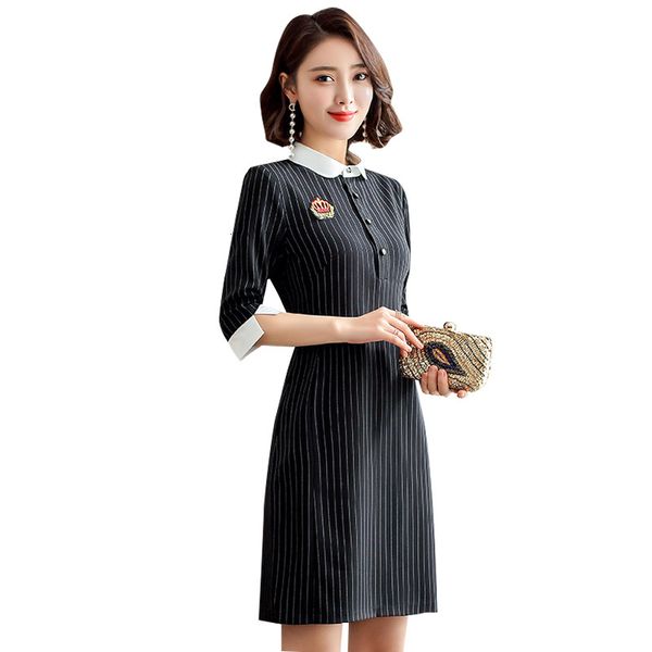 dress women elegant long sleeves in inverted turtlenecks, uniform school design slim black navy ladies striped mini-summer work, Black;gray
dress women elegant long sleeves in inverted turtlenecks, uniform school design slim black navy ladies striped mini-summer work, Black;gray