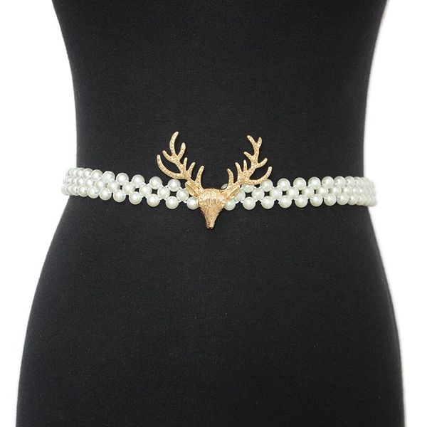 Belts Oluolin Women Luxury All-match Pearl Waist Belt Fashion Elastic Metal Elk Head Decor Chain Matching Banquet Dress Girdle, Black;brown
Belts Oluolin Women Luxury All-match Pearl Waist Belt Fashion Elastic Metal Elk Head Decor Chain Matching Banquet Dress Girdle, Black;brown