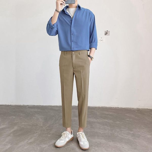 men's suits & blazers spring men summer fashion solid color suit pants slim fit ankle length male office formal wear trousers o104, White;black
men's suits & blazers spring men summer fashion solid color suit pants slim fit ankle length male office formal wear trousers o104, White;black