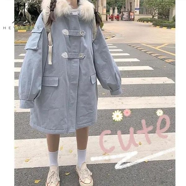women's down & parkas heydress 2021 women harajuku japanese kawaii fur collar coats female blue casual loose thick warm outerwears lady, Black
women's down & parkas heydress 2021 women harajuku japanese kawaii fur collar coats female blue casual loose thick warm outerwears lady, Black