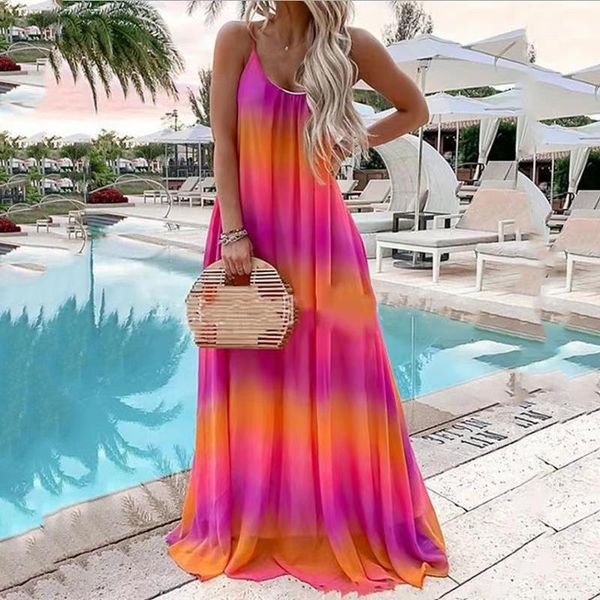 women's swimwear boho gradient color long maxi dresses for women summer 2021 sundresses sleeveless casual loose stap beach dress vestid, White;black
women's swimwear boho gradient color long maxi dresses for women summer 2021 sundresses sleeveless casual loose stap beach dress vestid, White;black