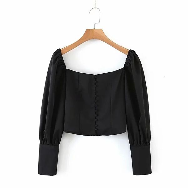 women's blouses & shirts autumn women vintage square collar solid short blouse fashion single breasted long sleeve ladies chi, White
women's blouses & shirts autumn women vintage square collar solid short blouse fashion single breasted long sleeve ladies chi, White