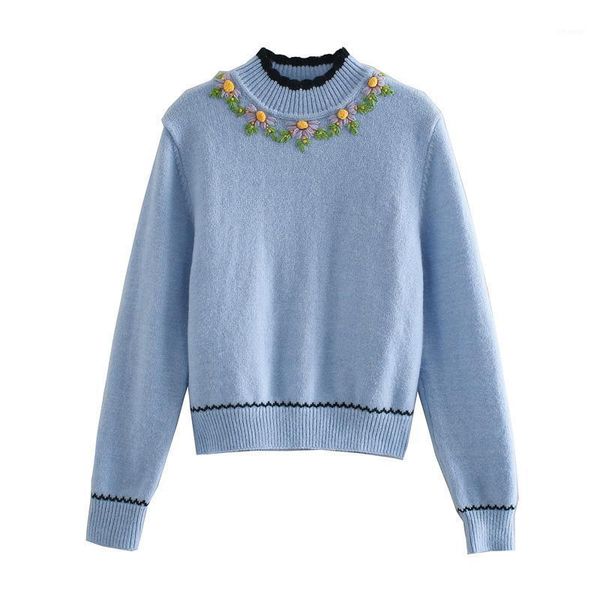 women's knit sweater autumn and winter stand-up collar long-sleeved contrast stitching street embroidery casual sweaters, White;black
women's knit sweater autumn and winter stand-up collar long-sleeved contrast stitching street embroidery casual sweaters, White;black
