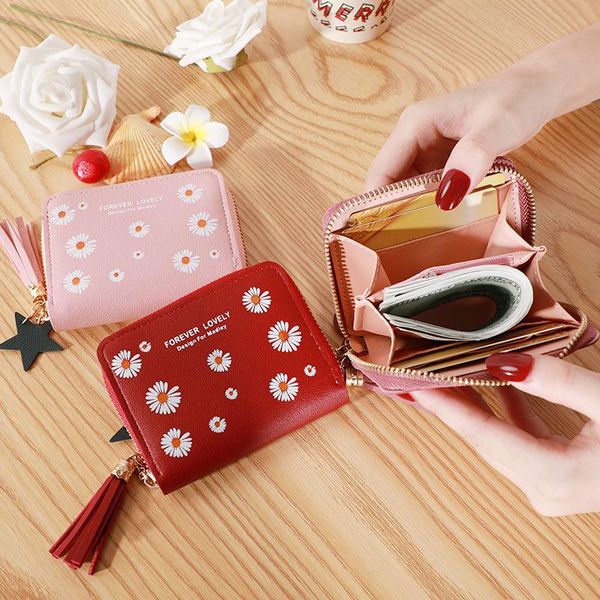 korean style wallet female short paragraph simple fashion small daisy zipper student card bag coin purse wallets, Red;black
korean style wallet female short paragraph simple fashion small daisy zipper student card bag coin purse wallets, Red;black