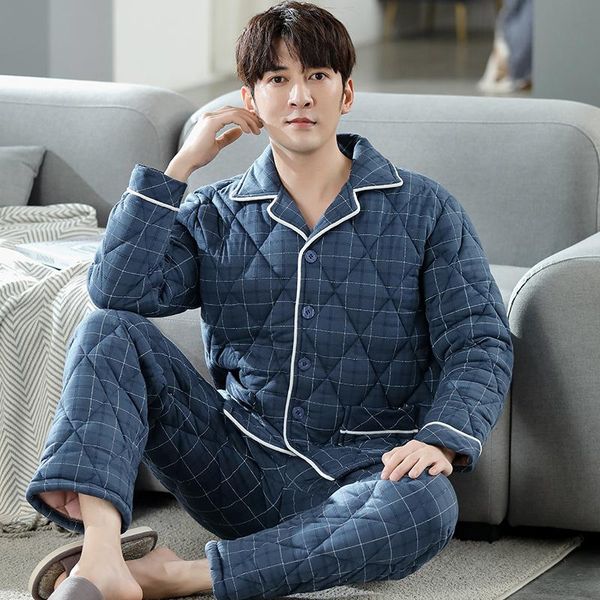 men's sleepwear warm winter knitted cotton quilted pyjamas plaid pajamas set casual male night pijamas xxxl homewear, Black;brown
men's sleepwear warm winter knitted cotton quilted pyjamas plaid pajamas set casual male night pijamas xxxl homewear, Black;brown