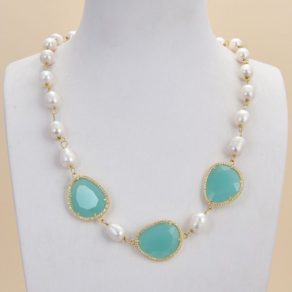 guaiguai jewelry natural white rice pearl necklace green crystal cz pave gold color plated connector chokers for women real gems stone lady, Silver
guaiguai jewelry natural white rice pearl necklace green crystal cz pave gold color plated connector chokers for women real gems stone lady, Silver