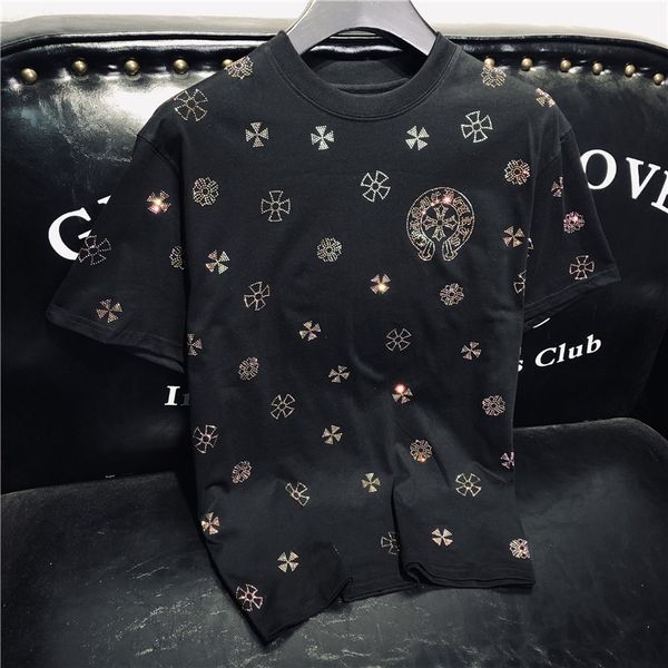 croosin european short t-shirt men's fashion brand ins summer new diamond sanskrit cross loose large casual half s, White;black
croosin european short t-shirt men's fashion brand ins summer new diamond sanskrit cross loose large casual half s, White;black