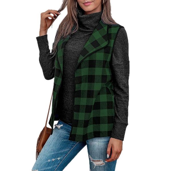 lapel collar coats autumn womens plaid sleeveless jackets ladies all-match casual outwear loose oversize women's, Black;brown
lapel collar coats autumn womens plaid sleeveless jackets ladies all-match casual outwear loose oversize women's, Black;brown