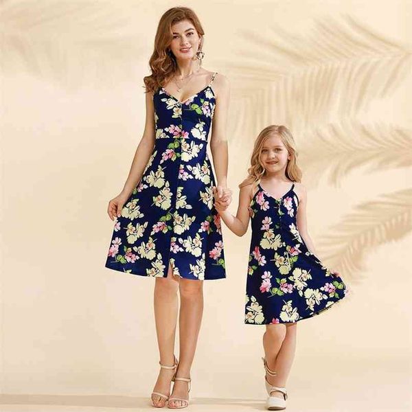 summer blue sling sleeveless dress for mommy and me matching outfits dresses 210528
summer blue sling sleeveless dress for mommy and me matching outfits dresses 210528