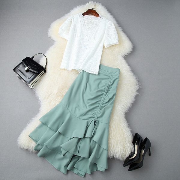 two piece dress summer short sleeve v neck white pure color lace panelled + ruffle detail asymmetry skirt 2 s set lj18t10979 t0jg
two piece dress summer short sleeve v neck white pure color lace panelled + ruffle detail asymmetry skirt 2 s set lj18t10979 t0jg
