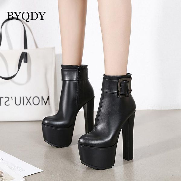 boots byqdy high platform ladies chunky winter shoes short ankle thick heel metal buckle pu leather footwear with zipper, Black
boots byqdy high platform ladies chunky winter shoes short ankle thick heel metal buckle pu leather footwear with zipper, Black