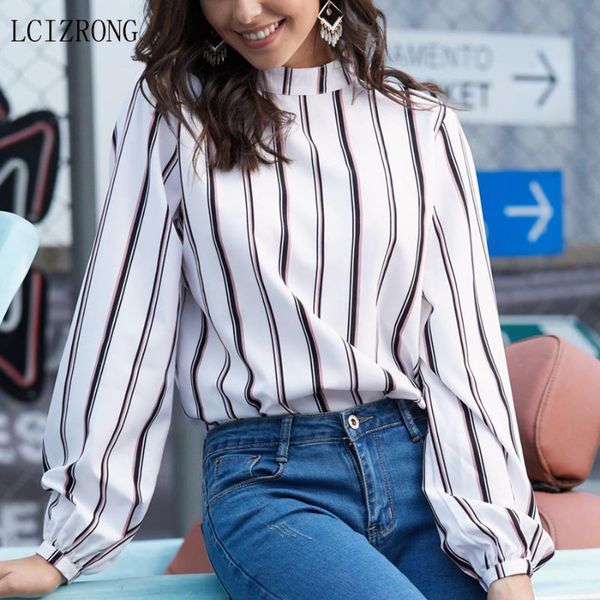 fashion strip long sleeve blouse women office ladies stand collar lantern shirt elegant blusas mujer de moda plus size women's blouses, White
fashion strip long sleeve blouse women office ladies stand collar lantern shirt elegant blusas mujer de moda plus size women's blouses, White