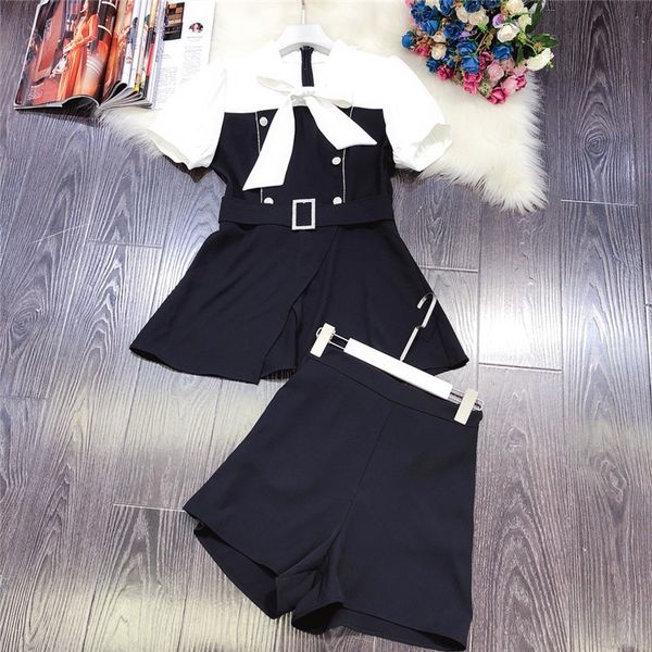female fashion designer summer elegant short sleeves collar shirt and shorts suit sets of two-piece clothes, White;black
female fashion designer summer elegant short sleeves collar shirt and shorts suit sets of two-piece clothes, White;black