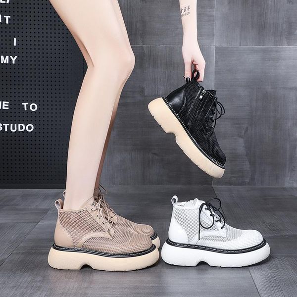 boots summer 2021 thin breathable thick soled white mesh hollow ankle sandal, Black
boots summer 2021 thin breathable thick soled white mesh hollow ankle sandal, Black