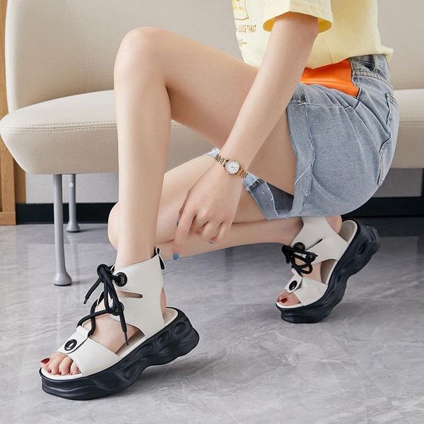 sandals roman lace-up female 2021 summer outside wear high - thick sole height hollow women's shoes, Black
sandals roman lace-up female 2021 summer outside wear high - thick sole height hollow women's shoes, Black