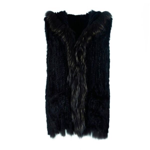 women's fur & faux zy88004 classic lady genuine knitted winter women long vest with tassels raccoon trimming waistcoat gilet, Black
women's fur & faux zy88004 classic lady genuine knitted winter women long vest with tassels raccoon trimming waistcoat gilet, Black