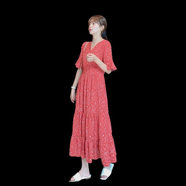 summer ladies dress print waist slimming cover belly big swing long skirt floral elegant vestidos 210514, Black;gray
summer ladies dress print waist slimming cover belly big swing long skirt floral elegant vestidos 210514, Black;gray