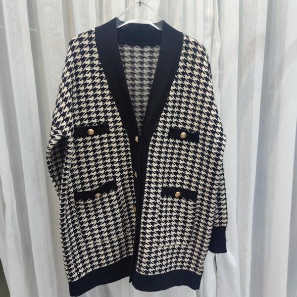 women's knits & tees 2021 women sweaters cardigans houndstooth long sleeves knitted v-neck spring autumn elegant high street my574, White
women's knits & tees 2021 women sweaters cardigans houndstooth long sleeves knitted v-neck spring autumn elegant high street my574, White