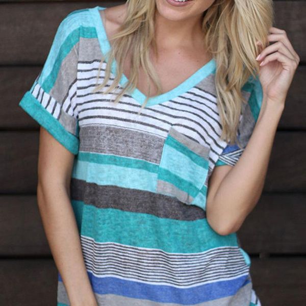women's t-shirt 2021 t shirts spring summer short sleeve v neck striped pocket plus size wdc4281, White
women's t-shirt 2021 t shirts spring summer short sleeve v neck striped pocket plus size wdc4281, White