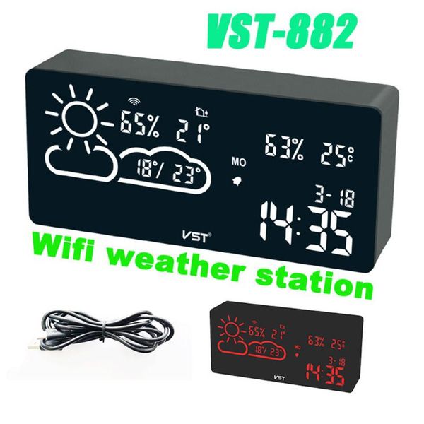 desk & table clocks led digital alarm clock temperature and humidity wifi app smart wireless network electronic watch
desk & table clocks led digital alarm clock temperature and humidity wifi app smart wireless network electronic watch