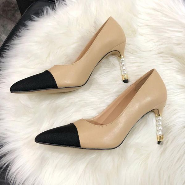 dress shoes spring ladies pointed temperament color matching pearlemperament shallow mouth pearl heel single female heels, Black
dress shoes spring ladies pointed temperament color matching pearlemperament shallow mouth pearl heel single female heels, Black