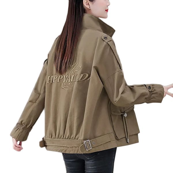 women's trench coats korean retro baseball suit, large size tool clothing, raincoat, casual jacket, 4xl spring and autumn novel, Tan;black
women's trench coats korean retro baseball suit, large size tool clothing, raincoat, casual jacket, 4xl spring and autumn novel, Tan;black