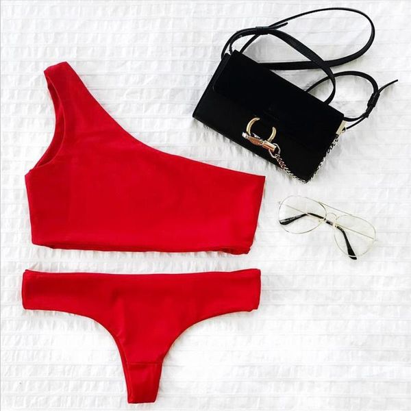 one 2021 women's shoulder solid color split swimsuit bikini, White;black
one 2021 women's shoulder solid color split swimsuit bikini, White;black