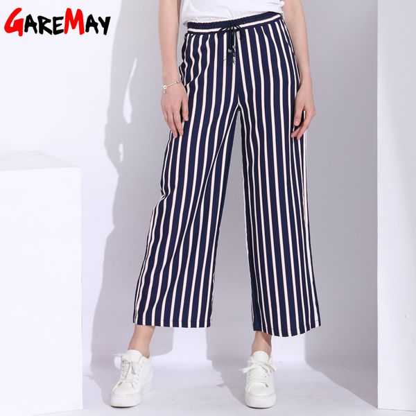 wide leg pants women summer chiffon colorful blue striped female loose trousers with stripes pantalon large femme 210428, Black;white
wide leg pants women summer chiffon colorful blue striped female loose trousers with stripes pantalon large femme 210428, Black;white