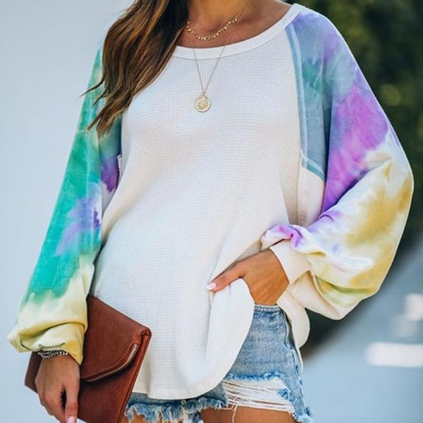 women's t-shirt women casual loose t-shirts ladies fashion tie-dye printed slim long-sleeve lady elegant puff sleeve tees for female, White
women's t-shirt women casual loose t-shirts ladies fashion tie-dye printed slim long-sleeve lady elegant puff sleeve tees for female, White