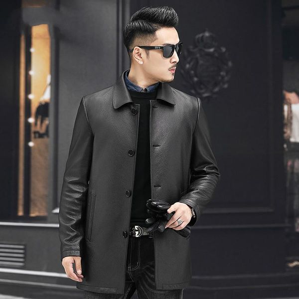 men's leather & faux mens jacket spring autumn genuine jackets real sika deer coat luxury windbreaker w19a306 kj4019, Black
men's leather & faux mens jacket spring autumn genuine jackets real sika deer coat luxury windbreaker w19a306 kj4019, Black