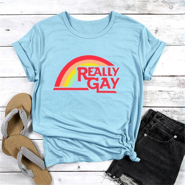 women's t-shirt really gay rainbow graphic t shirts womens clothing funny letter printed short sleeved women t-shirts, White
women's t-shirt really gay rainbow graphic t shirts womens clothing funny letter printed short sleeved women t-shirts, White