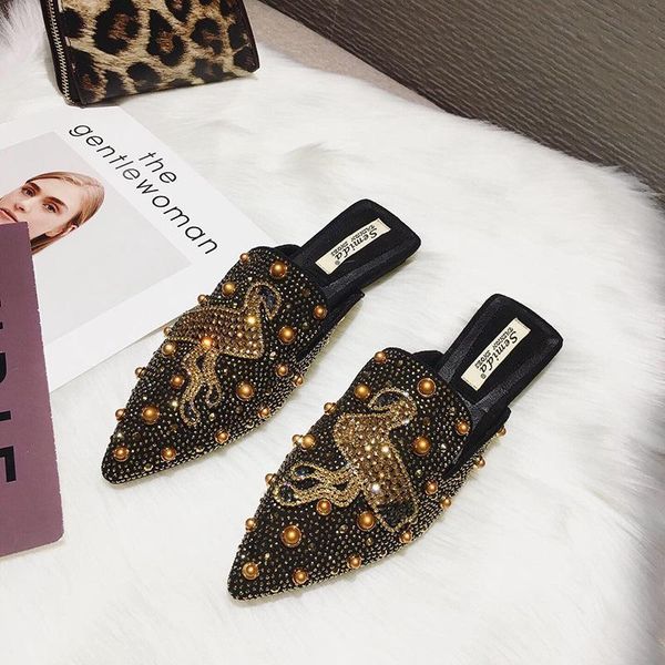 slippers mesh hollow baotou half female 2021 summer pointed belt drill flat bottom outer wear low-heeled muller, Black
slippers mesh hollow baotou half female 2021 summer pointed belt drill flat bottom outer wear low-heeled muller, Black