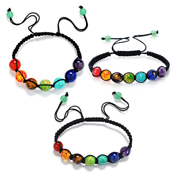 6 8 10mm yoga colorful peven wheel bracelet buddhist prayer reiki energy stone balance bead bracelet jewelry, Black
6 8 10mm yoga colorful peven wheel bracelet buddhist prayer reiki energy stone balance bead bracelet jewelry, Black