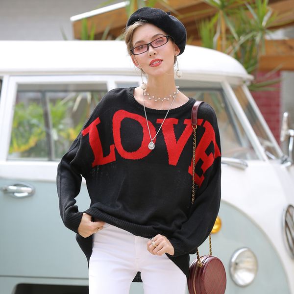 sweaters loose pullover sweater jacquard long sleeve women's sweet love letter 15cz, White;black
sweaters loose pullover sweater jacquard long sleeve women's sweet love letter 15cz, White;black