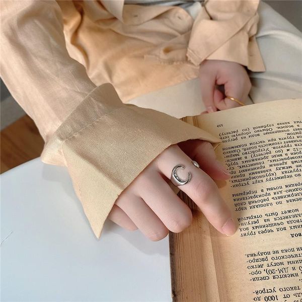 cluster rings ruiyi real 925 sterling silver minimalist geometric spanner design chic women fashion delicate original niche, Golden;silver 
cluster rings ruiyi real 925 sterling silver minimalist geometric spanner design chic women fashion delicate original niche, Golden;silver