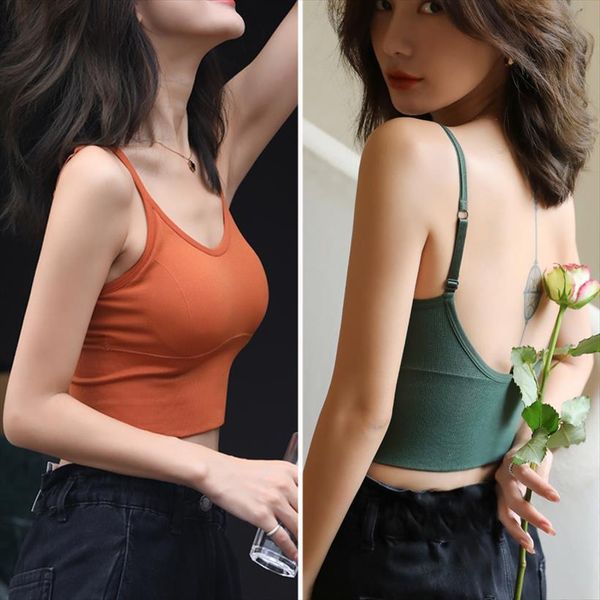 u shaped crop sleeveless women tank sports bra lingerie with removable padded camisole streetwear, White
u shaped crop sleeveless women tank sports bra lingerie with removable padded camisole streetwear, White
