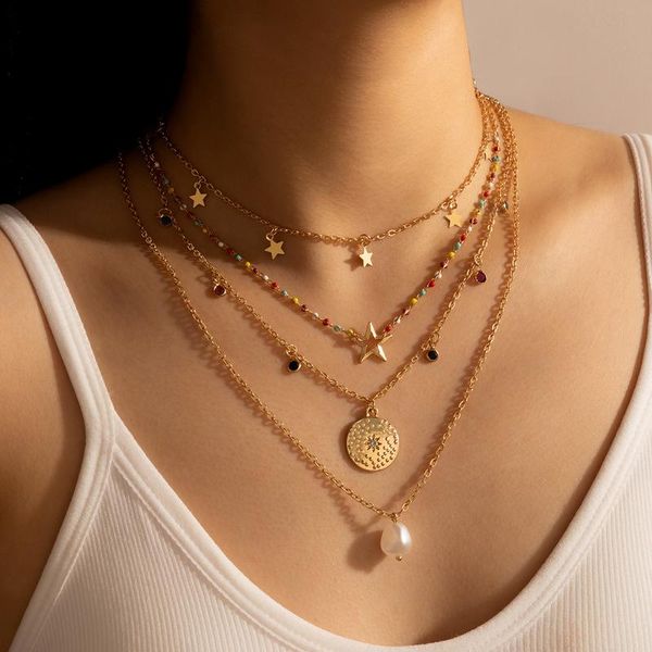 chokers luxury pearl stone star pendant necklace for women charms multilayer colorful bead sweater chain jewelry collar, Golden;silver
chokers luxury pearl stone star pendant necklace for women charms multilayer colorful bead sweater chain jewelry collar, Golden;silver