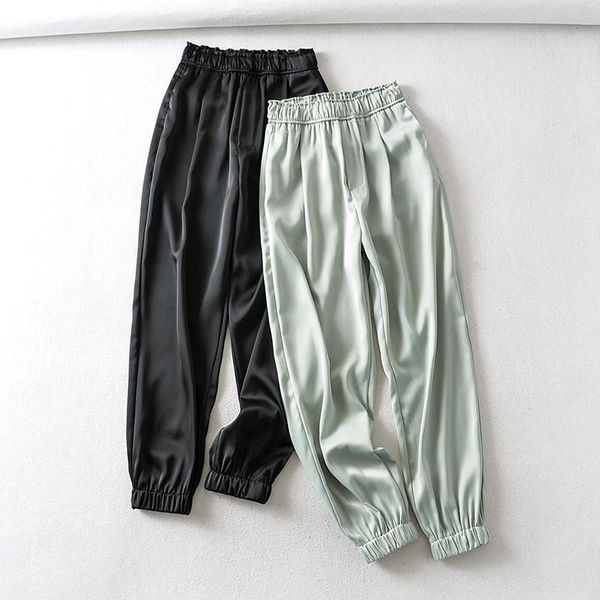 women's pants & capris women fashion solid satin joggers 2021 high elastic waist long sweatpants trousers female casual pencil bottoms, Black;white
women's pants & capris women fashion solid satin joggers 2021 high elastic waist long sweatpants trousers female casual pencil bottoms, Black;white