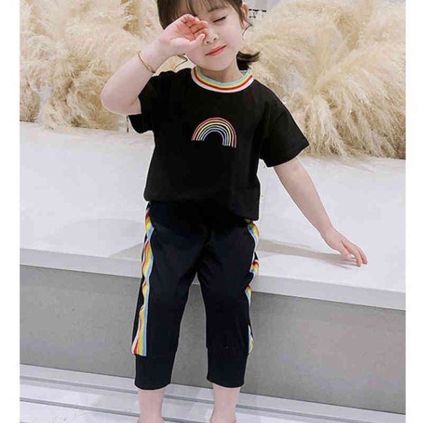 girl's dresses summer suit rainbow print trousers 2pcs clothing sets sportswear baby clothes kids girls 3m9r, Red;yellow
girl's dresses summer suit rainbow print trousers 2pcs clothing sets sportswear baby clothes kids girls 3m9r, Red;yellow