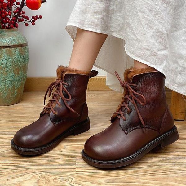 boots winter warm wool shoes women 2021 retro genuine leather lace-up round toe sewing handmade ankle leisure platform, Black
boots winter warm wool shoes women 2021 retro genuine leather lace-up round toe sewing handmade ankle leisure platform, Black