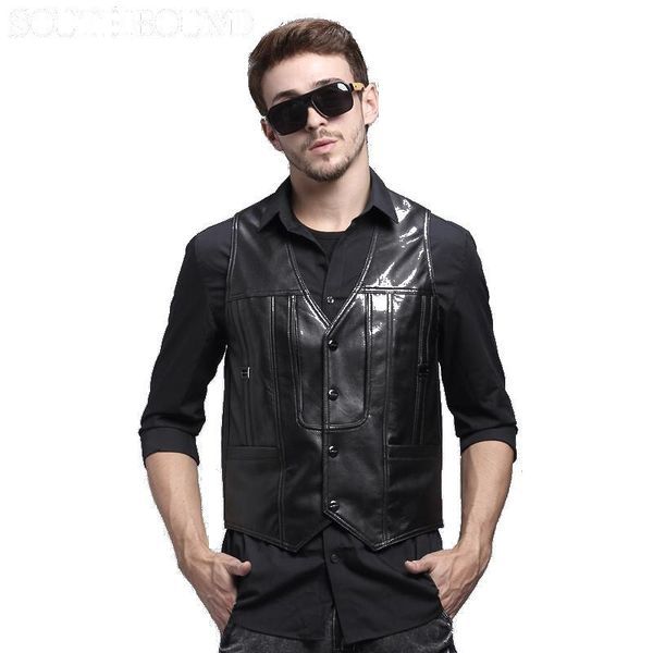 men biker vest sleeveless leather motorcycle waistcoat gilet homme chalecos para hombre multi pocket men's vests, Black;white
men biker vest sleeveless leather motorcycle waistcoat gilet homme chalecos para hombre multi pocket men's vests, Black;white