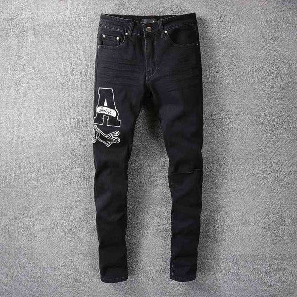 men's jeans alta rua reunindo carta animal jeans preto estiramento denim calças da motocicleta dos homens na moda marca hip hop gráfico, Blue
men's jeans alta rua reunindo carta animal jeans preto estiramento denim calças da motocicleta dos homens na moda marca hip hop gráfico, Blue
