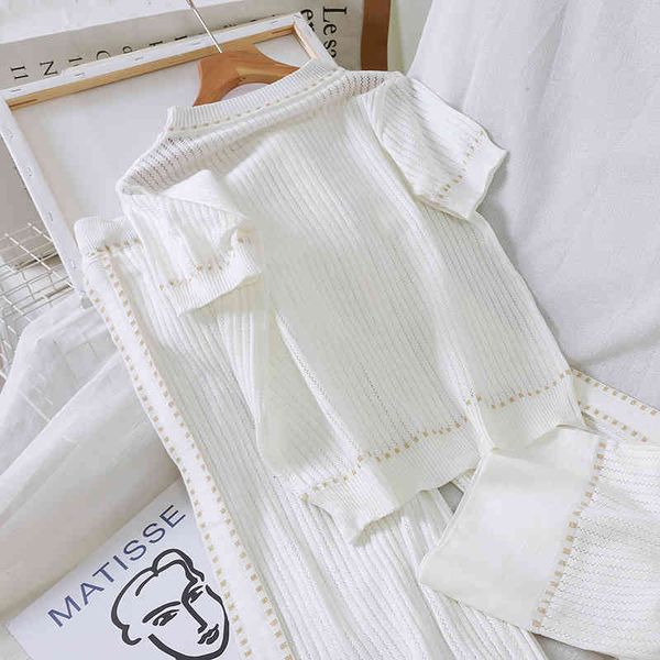 autumn white/black knitted women two dresses elegant short sleeve o-neck casual shirts and loose pants 2 piece set
autumn white/black knitted women two dresses elegant short sleeve o-neck casual shirts and loose pants 2 piece set