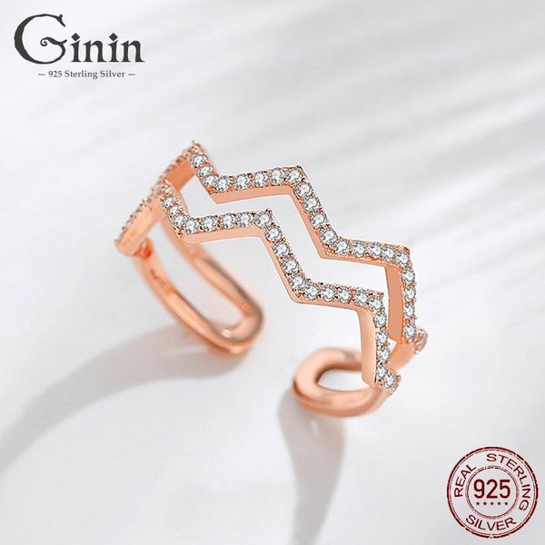 cluster rings ginin 925 sterling silver simple waves double-layer zircon open adjustable finger for women anniversary gift jewelry, Golden;silver
cluster rings ginin 925 sterling silver simple waves double-layer zircon open adjustable finger for women anniversary gift jewelry, Golden;silver