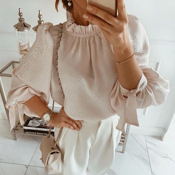 women's blouses & shirts spring blouse women summer long sleeve round neck womens and elegant work wear blusas mujer, White
women's blouses & shirts spring blouse women summer long sleeve round neck womens and elegant work wear blusas mujer, White