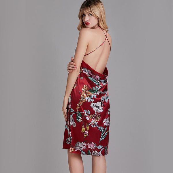 women's sleepwear ice silk plant floral pattern pajamas summer open back ladies suspender skirt pajama dress, Black;red
women's sleepwear ice silk plant floral pattern pajamas summer open back ladies suspender skirt pajama dress, Black;red