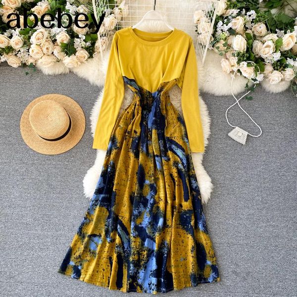 casual dresses autumn women's yellow patchwork maxi dress elegant round neck long sleeve vintage boho chic fashion vestidos 2021, Black;gray
casual dresses autumn women's yellow patchwork maxi dress elegant round neck long sleeve vintage boho chic fashion vestidos 2021, Black;gray